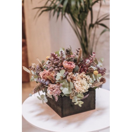 Capazo pequeño de esparto con flor seca -Trencadissa Art floral